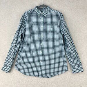Merona Men's‎ Blue Plaid Classic Fit Long Sleeve Button Down Dress Shirt Size M